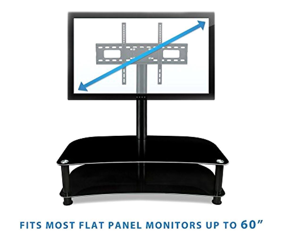 Mount-It! Floor TV Stand with Mount and Glass Shelves - TV Mount Entertainment Center, Fit