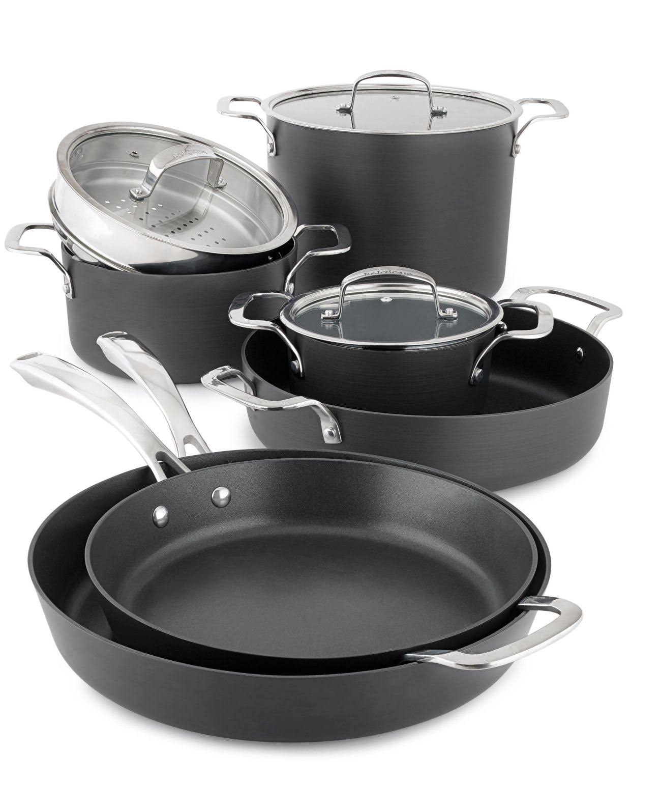 Belgique Stackable 10-Piece Nonstick Aluminum Cookware Set, Save Space in Your Cabinets Without