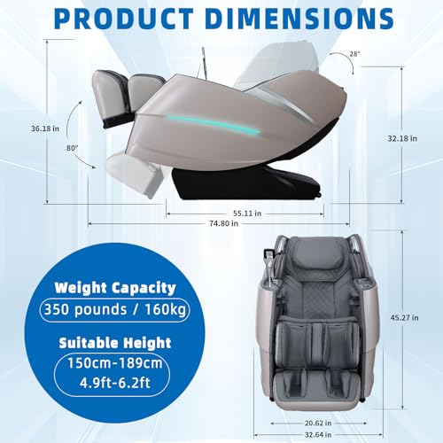 Massage Chair, Full Body Massage Chairs with Zero Gravity AI Voice Control Intelligent Body Scan Detection SL Track Foot Massage 3D Massage Recliner Bluetooth Speaker Airbags Black