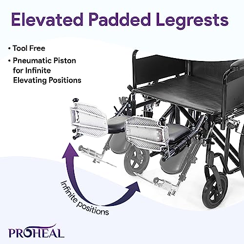 26" Heavy Duty Bariatric Wheelchair for Adults - Black - Removable Desk Arms and Elevated Leg Rests - 700LB Capacity - Nylon Seat - Adjustable Standard and Hemi Height - K7