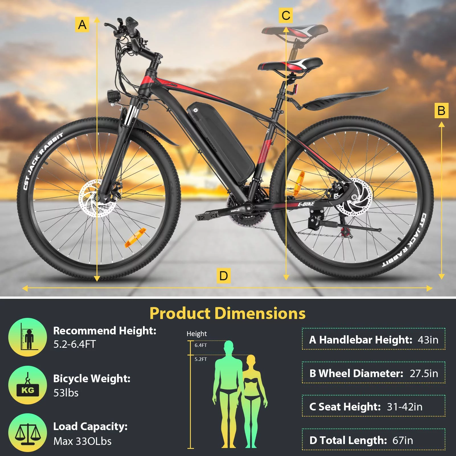 Elifine 500W Electric Bike for Adults, Shimano 21-Speed, 27.5" Mountain Electric Bicycle, 48V 10.4Ah Battery Ebike with 5 Riding Modes, 19.8 mph Aluminum Alloy Electric Commuter Bike up to 50 Miles