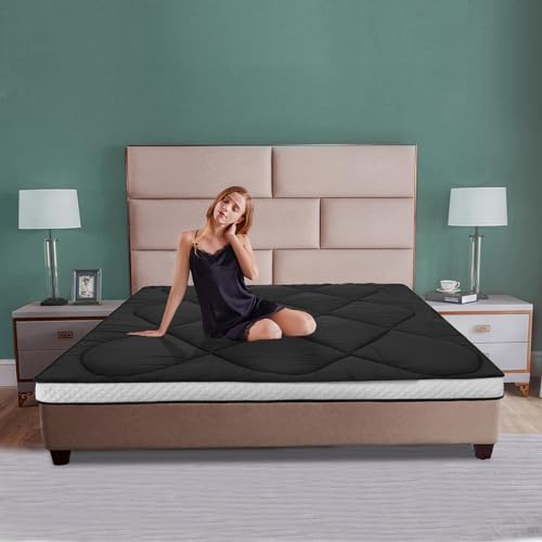 LILYPELLE 5" Thick Japanese Floor Mattress Futon Mattress, Foldable Mattress, Roll Up Mattress Sleeping Tatami Mat Floor Lounger Guest Bed, Easy to Store and Portable for Camping Couch, Full