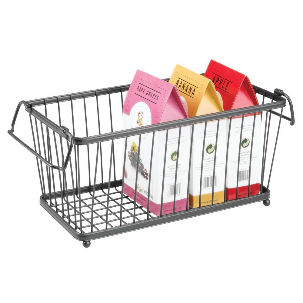 mDesign Stackable Metal Food Storage Basket with Handles