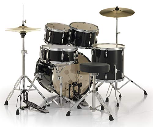 Pearl Roadshow Drum Set 4-Piece Complete Kit with Cymbals and Stands, Charcoal Metallic (RS584C/C706)
