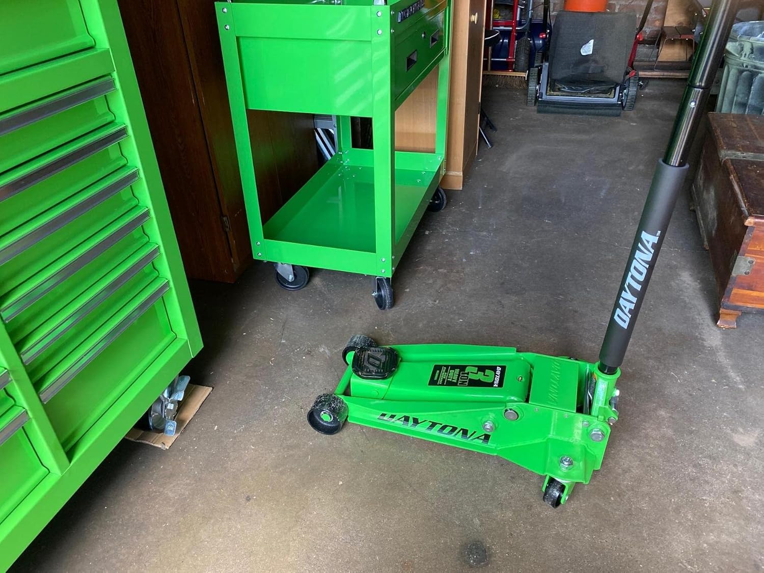 Daytona 3 Ton Professional Rapid Pump Floor Jack, Green (DaytonGHD3T)