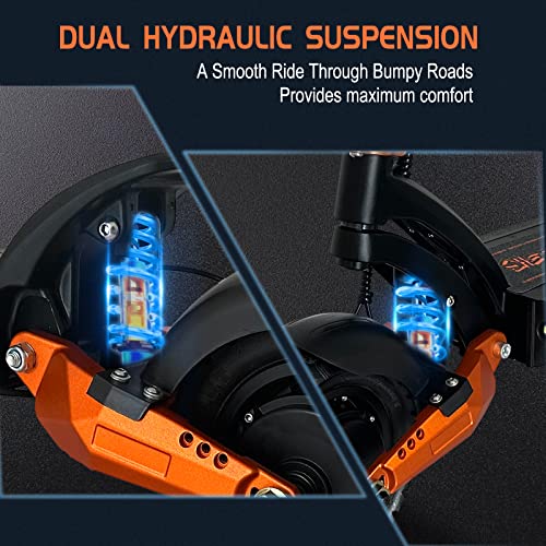 ZO08 Electric Scooter, 3000W Dual Motors Scooter for Adults Up to 45 MPH Fast Speed, 52 Miles Long Range, Dual Disk Brake Dual Suspension 10" Off Road Tires Adult Electric Scooter with Seat