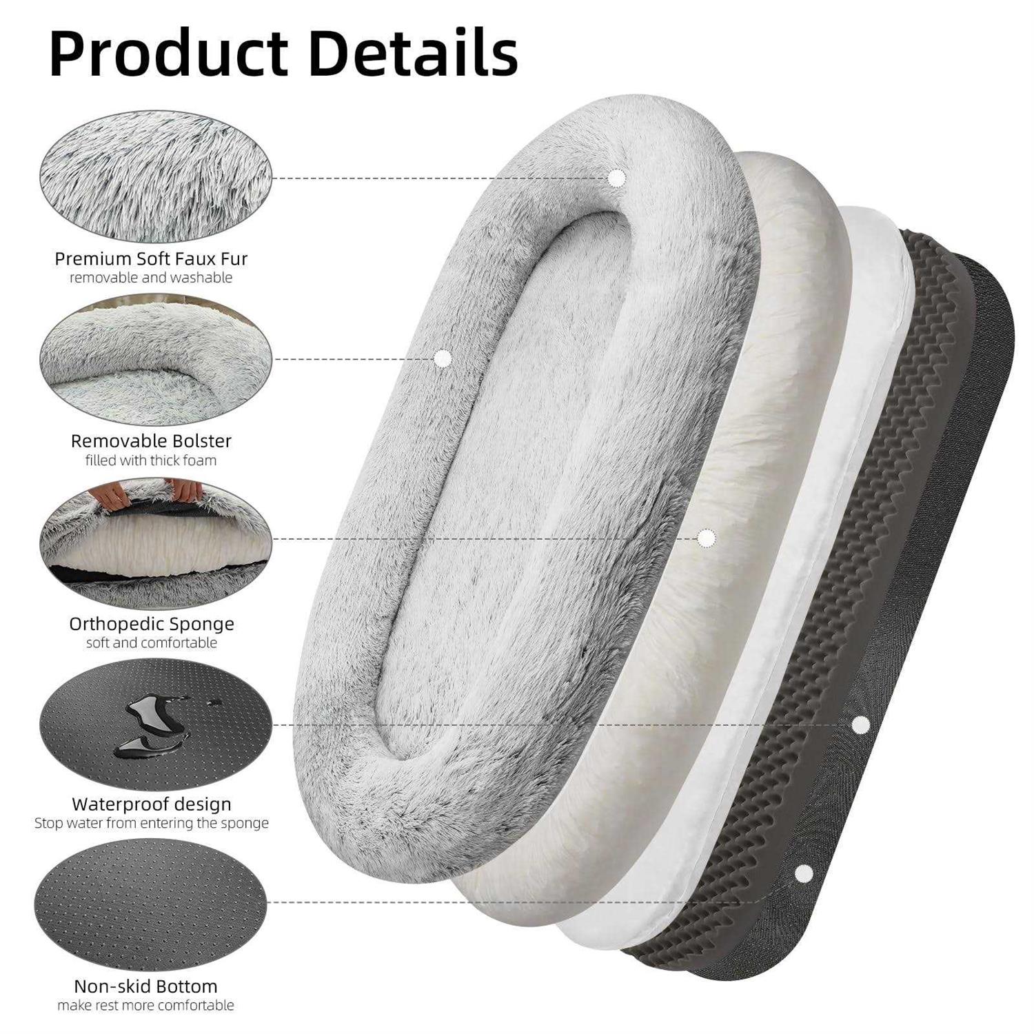 Human Dog Bed 75 L * 50 W * 14 Th Dog Beds for Large Dogs Giant Dog Bed Human Size Dog Bed for People 30D Sponge Bean Bag Bed Detachable - Pet Supplies online store