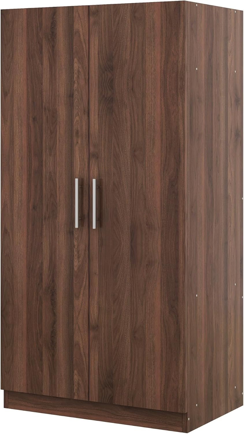 Stylish and Functional 2-Door Wooden Wardrobe Armoire with 3 Adjustable Storage Shelves and a Sturdy Hanging Rod for Optimal Organization and Storage in Your Bedroom or Guest Room, Brown