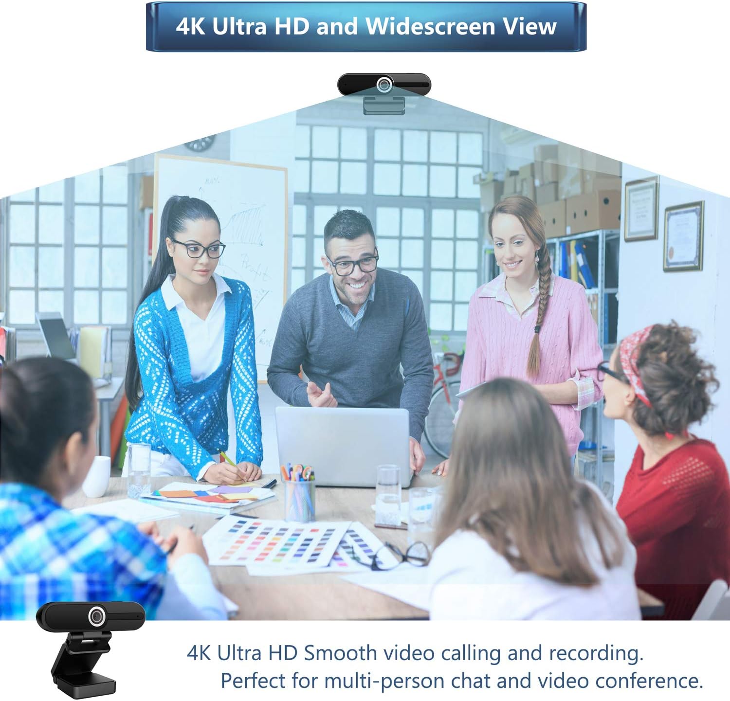 4K Webcam with Microphone Computer Camera 8MP USB Webcam 1080P for Video Calling, Conference, Streaming, Webcam with Privacy Cover and Mini Tripod,4K Resolution Ultra HD Web Cam with Microphone Pack of 2