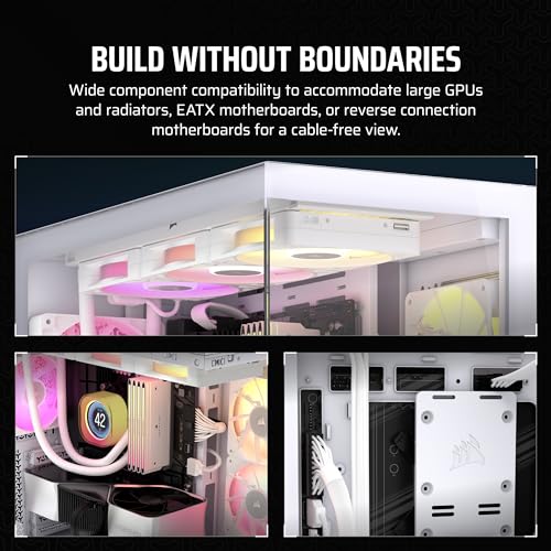 CORSAIR 3500X ARGB Mid-Tower ATX PC Case – Panoramic Tempered Glass – Reverse Connection Motherboard Compatible – 3X CORSAIR RS120 ARGB Fans Included – Black