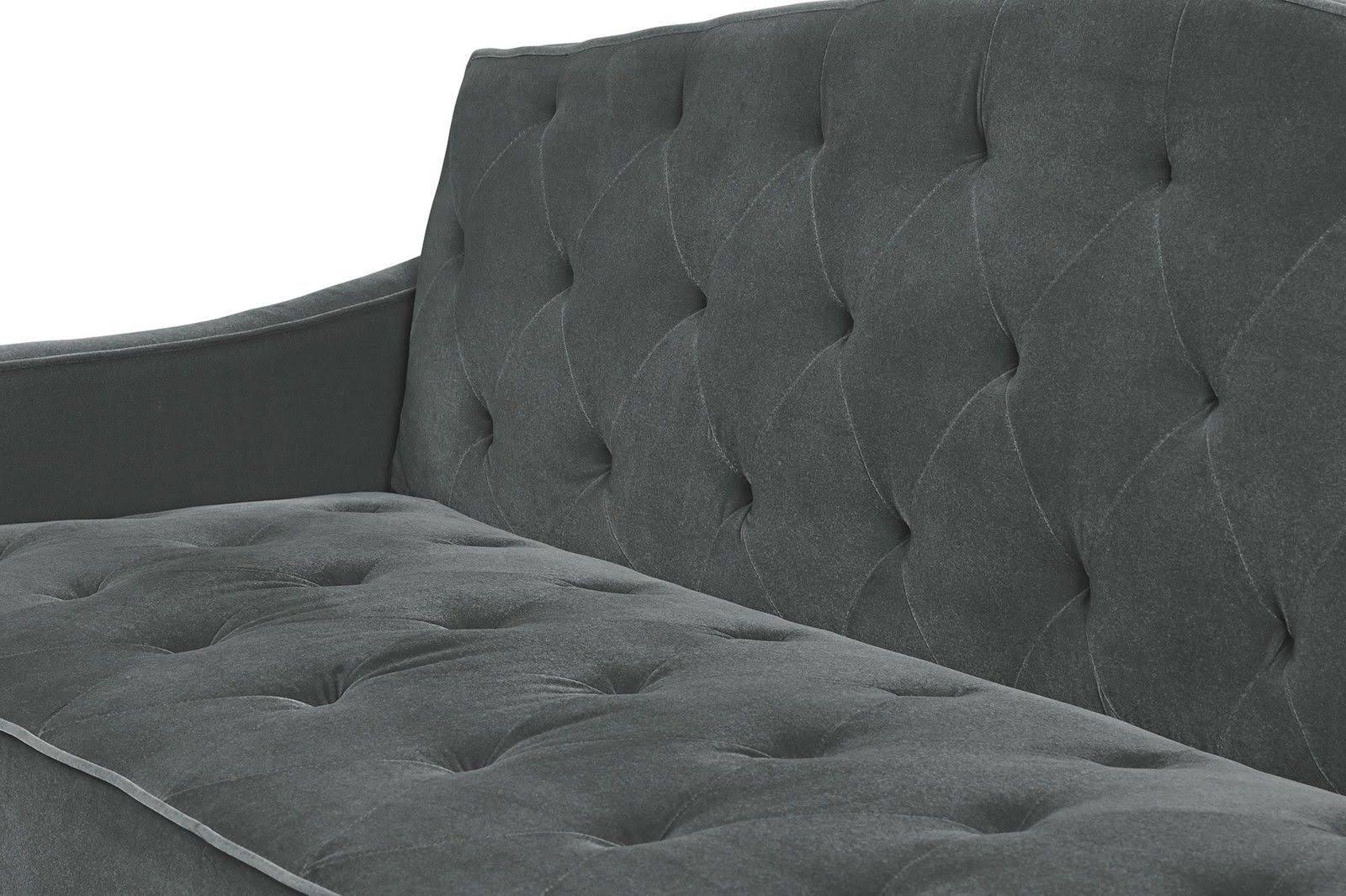 Novogratz Vintage Tufted Sofa Sleeper II- Gray Velvet