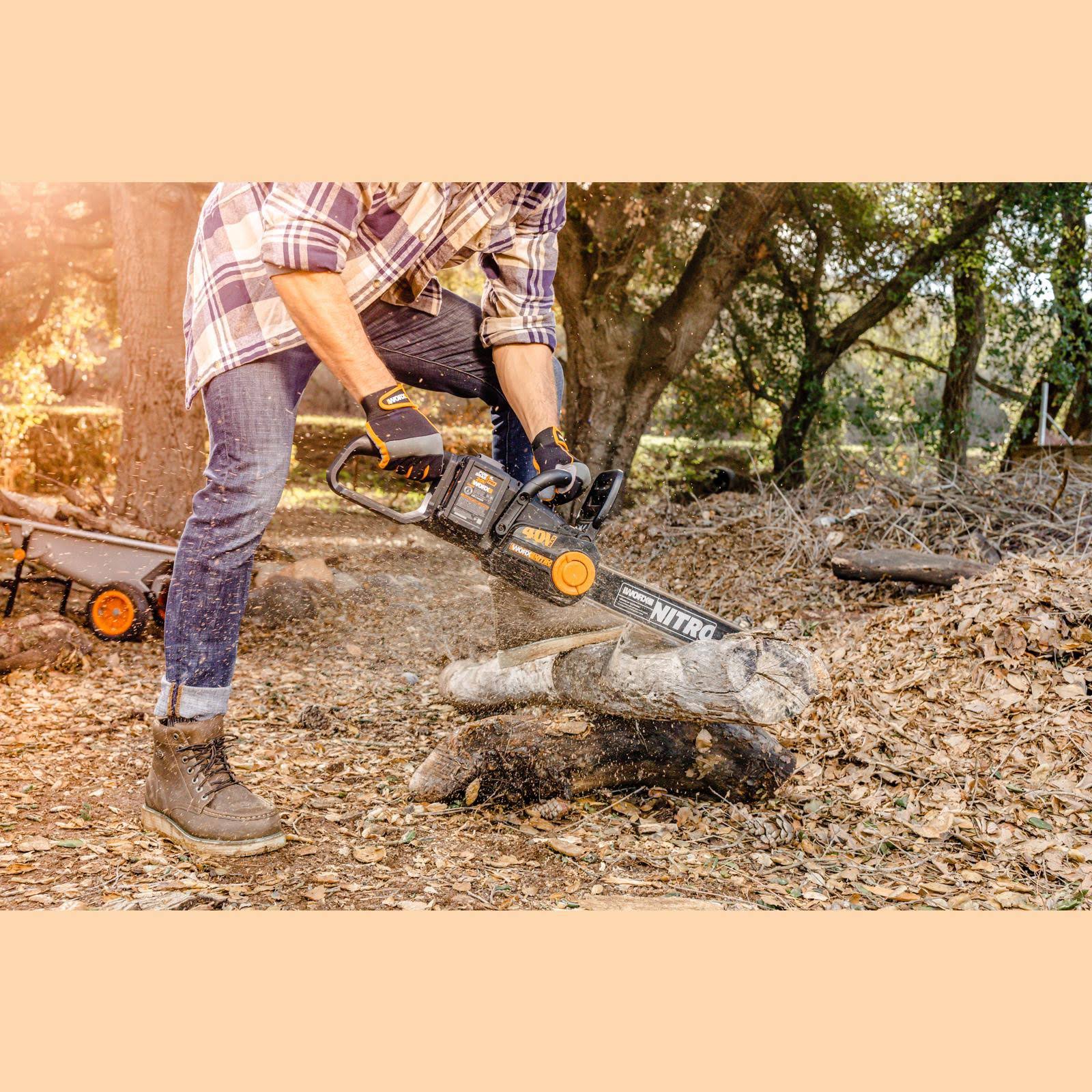 Worx Nitro 40V Power Share Cordless 16x22 Chainsaw with Brushless Motor WG385