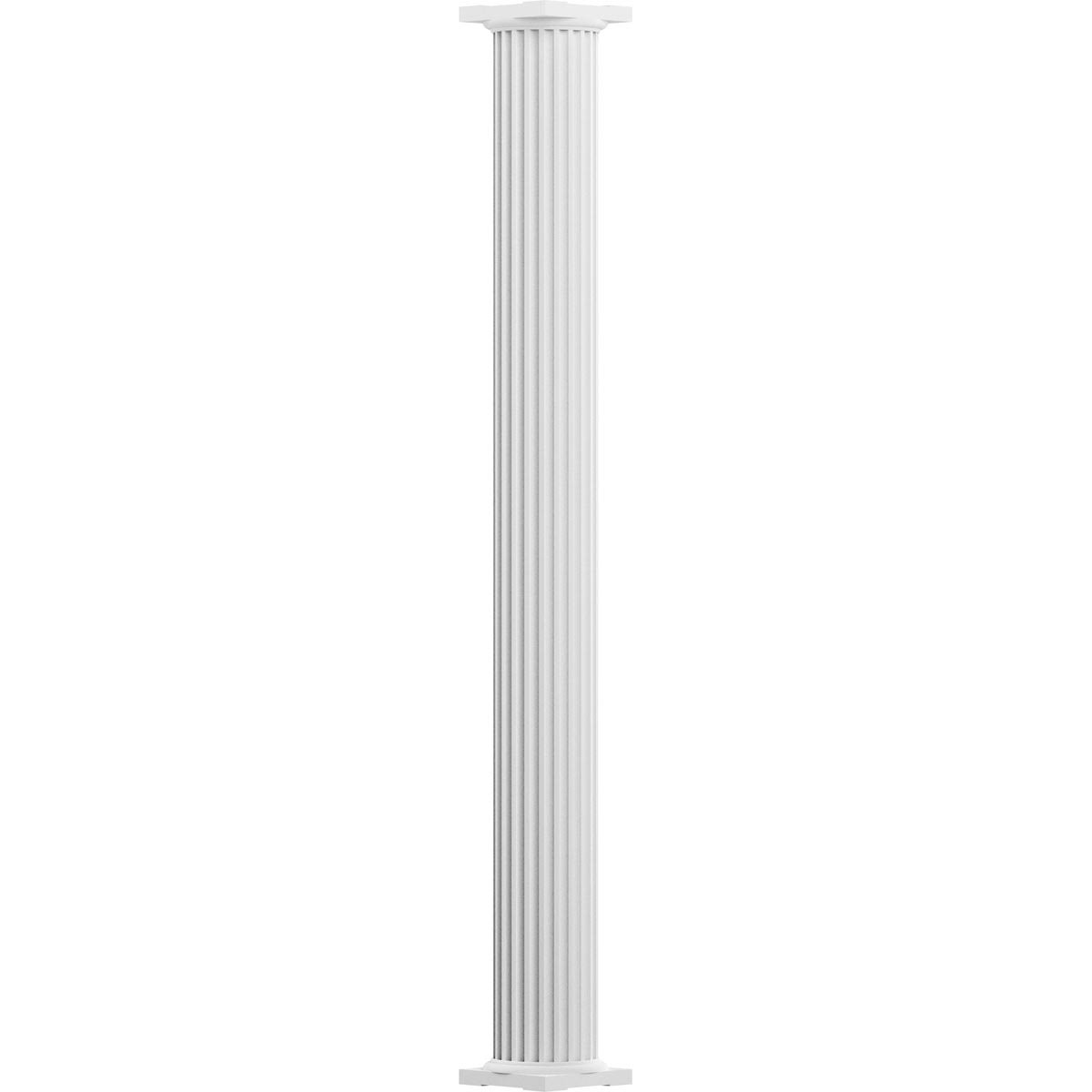 8x22 x 10& Endura-Aluminum Column, Round Shaft (FOR Post Wrap Installation), Non-Tapered, Fluted, Primed, Ready for Paint w/ Cap