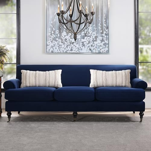 Jennifer Taylor Home Alana 88" Lawson French Country Three-Cushion Tightback Sofa, Light Beige Linen