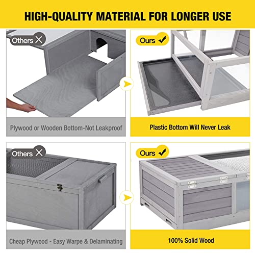 Aivituvin Tortoise House Wooden Tortoise Enclosures, Indoor Tortoise Habitat Outdoor Reptile Cage -Upgrade Version