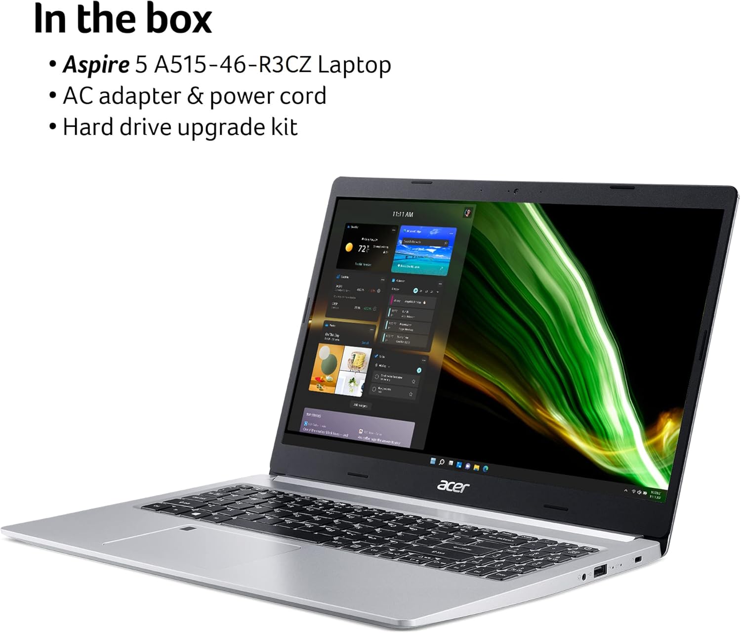 Acer Aspire 5 A515-46-R3CZ Slim Laptop | 15.6" Full HD IPS | AMD Ryzen 7 3700U Quad-Core Mobile Processor | 8GB DDR4 | 256GB NVMe SSD | WiFi 6 | Backlit KB | Fingerprint Reader | Windows 11 Home
