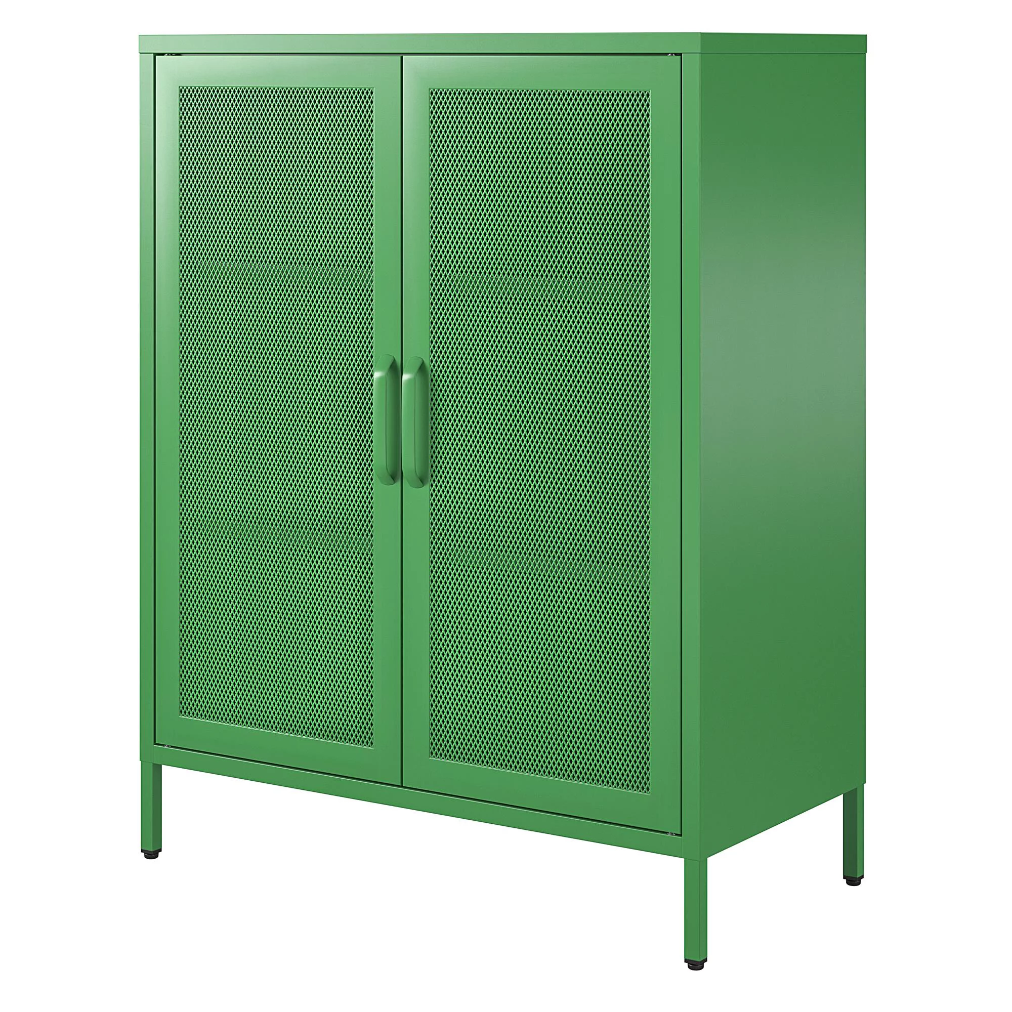 Novogratz Channing 2 Door Accent Cabinet-Mesh Metal Locker, Kelly Green