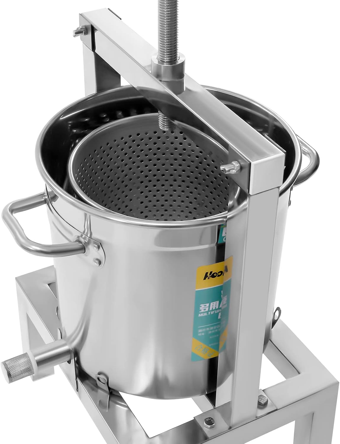 2.6 Gal Fruit Wine Press Stainless Steel Juice Maker Cider Press Large Fruit Honey Presser Vegetables Olive Oil Press Manual Grape Press Extractor for Wine Juice Making