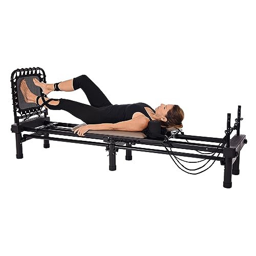 AeroPilates Reformer - Pilates Reformer Workout Machine for Home Gym - Cardio Fitness Rebounder- Up to 300 lbs Weight Capacity, Gray