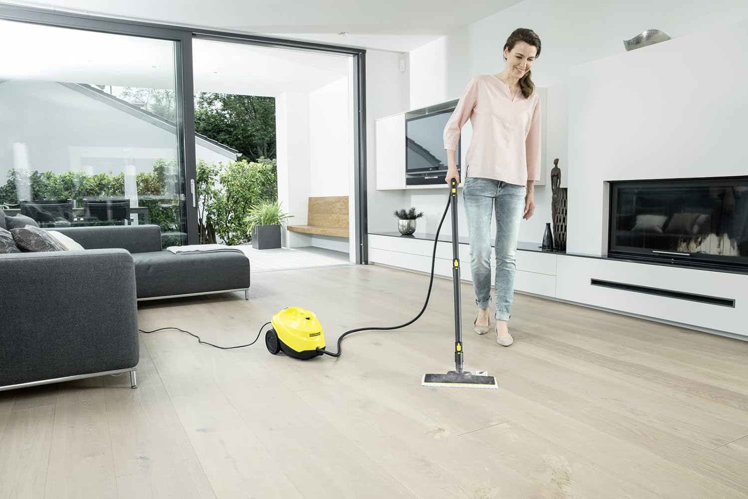 Karcher SC 3 Portable Multi-Purpose Steam Cleaner with Hand & Floor Attachments for Grout, Tile, Hard Floors, Appliances & More – Chemical-Free, Rapid 40 Second Heat-Up, Continuous Steam