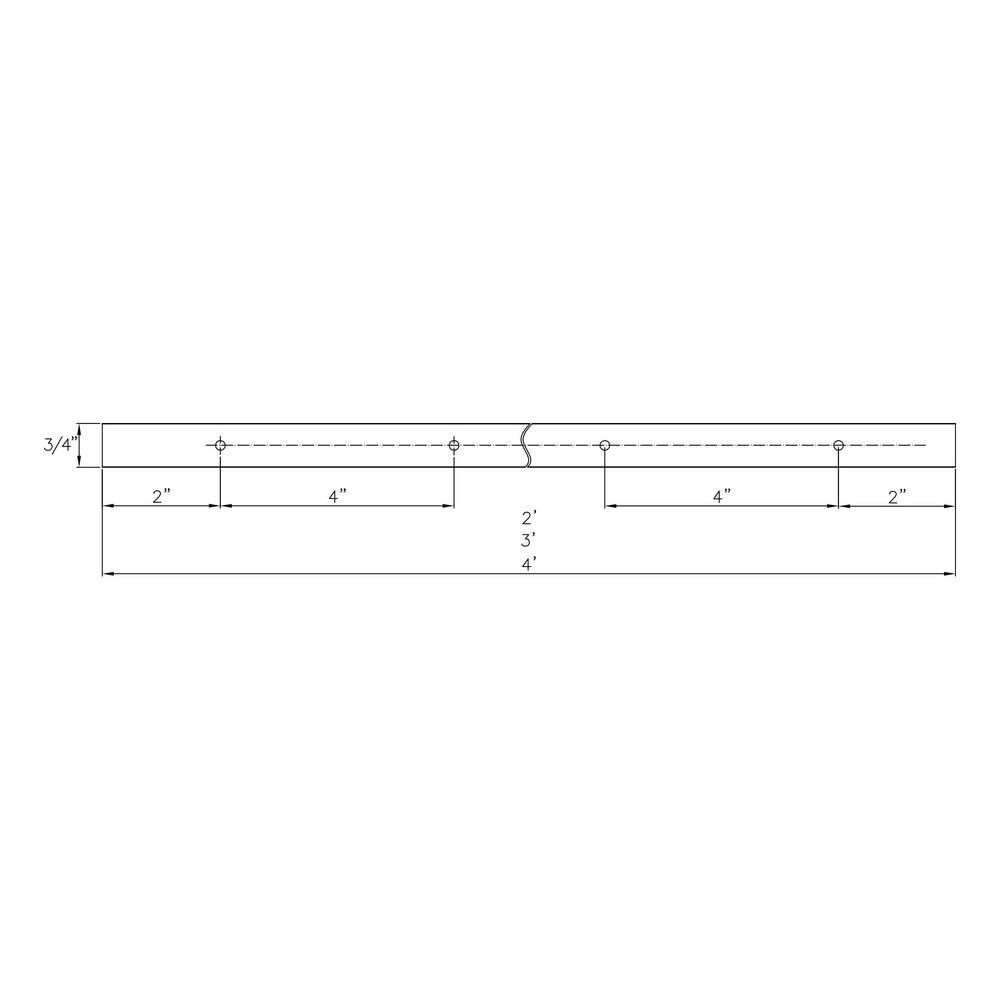 Powertec 48 in. Double-Cut Profile Universal T-Track with Predrilled Mounting Holes (4-Pack)