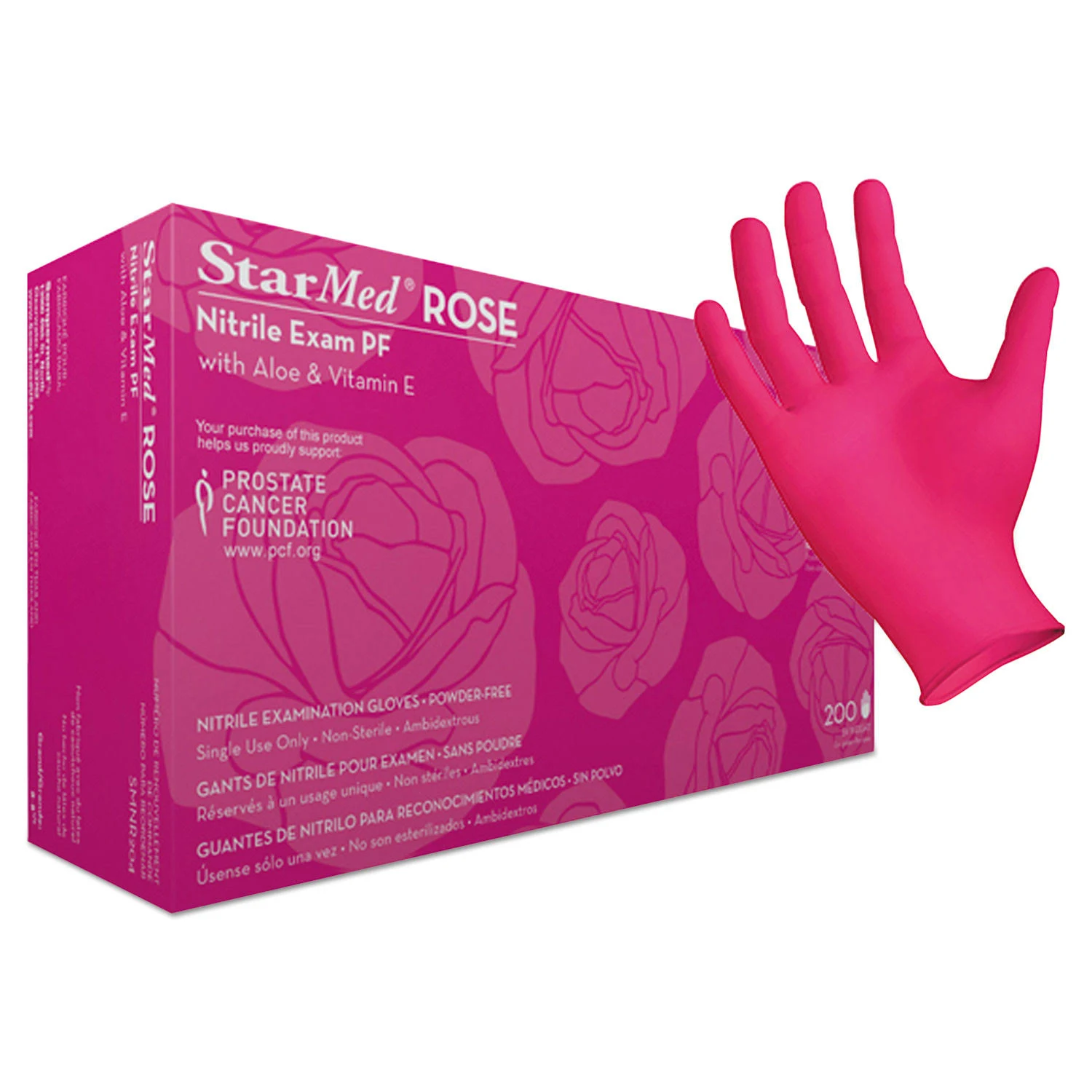 StarMed Rose Gloves, Cheery Rose, X-Large, 1000/Carton