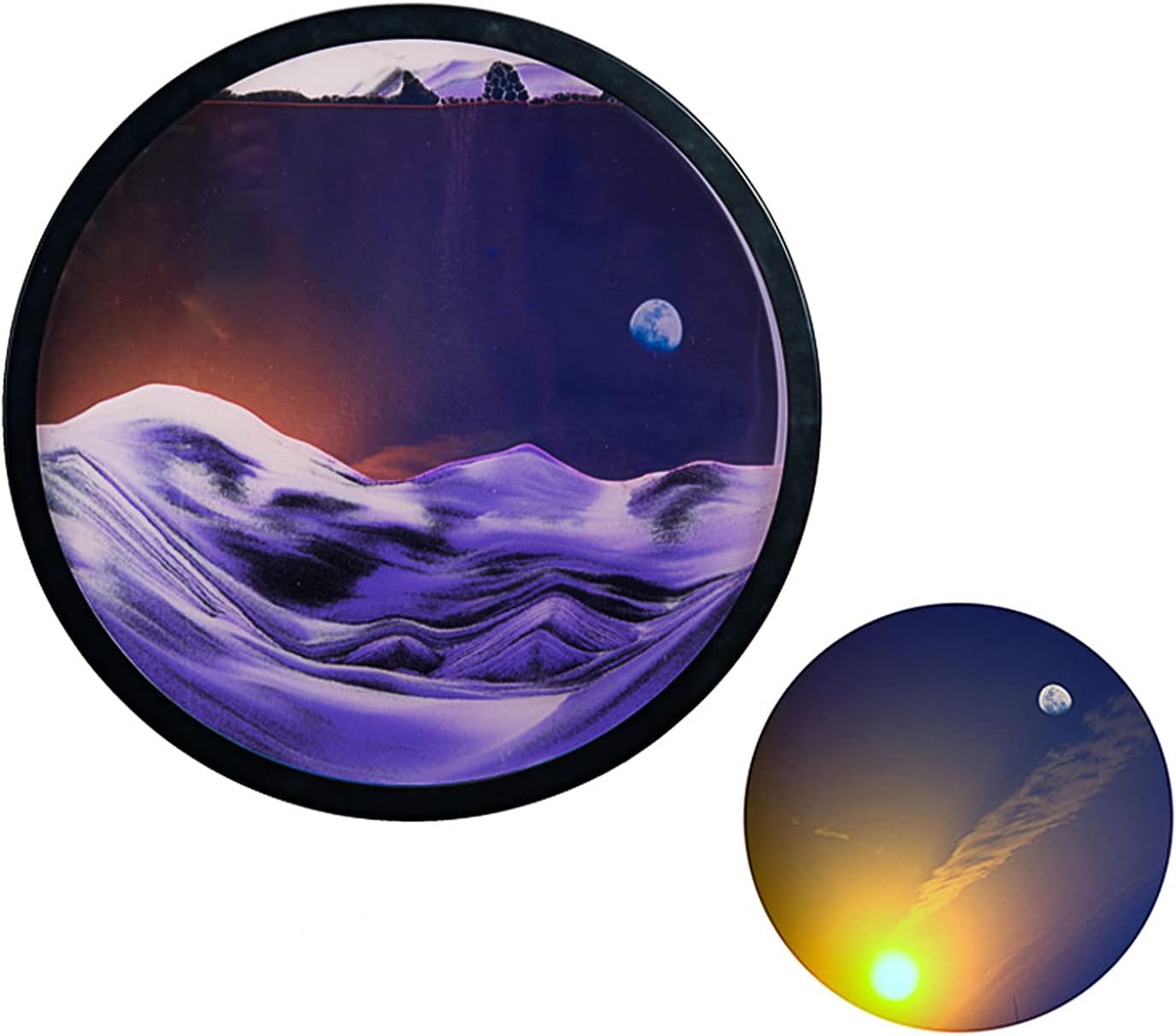 Moving Sand Art 3D Sand Painting Picture Creative Deep Sea Sandscape Living Room Decoration, 360° Rotate, Glass Crafts Solid Wood Frame, Relaxing Mood Home Office Work Decor, 44cm/17.3'' (Green)