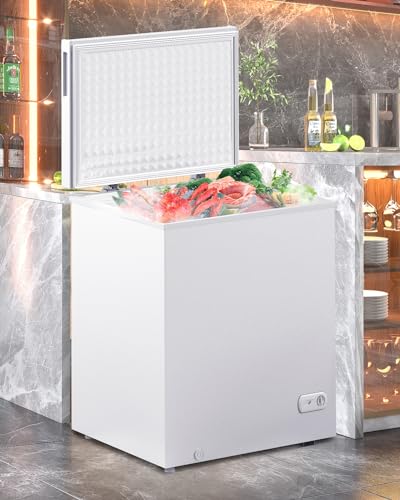 7.0 Cubic Feet Chest Freezer, White Deep Freezer with Removable Baskets, Free Standing Top Open Door Compact Freezer with Adjustable Temperature (7.0 Cu.Ft)