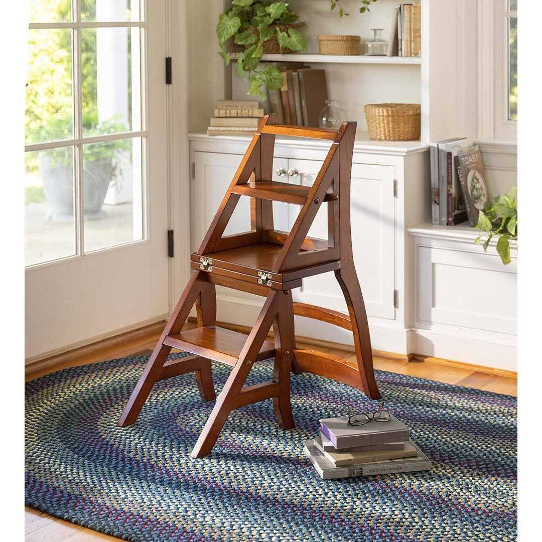 3 Step Wood Folding Small Step Ladder Plow &amp; Hearth - Shop Hardware Tools Online Store