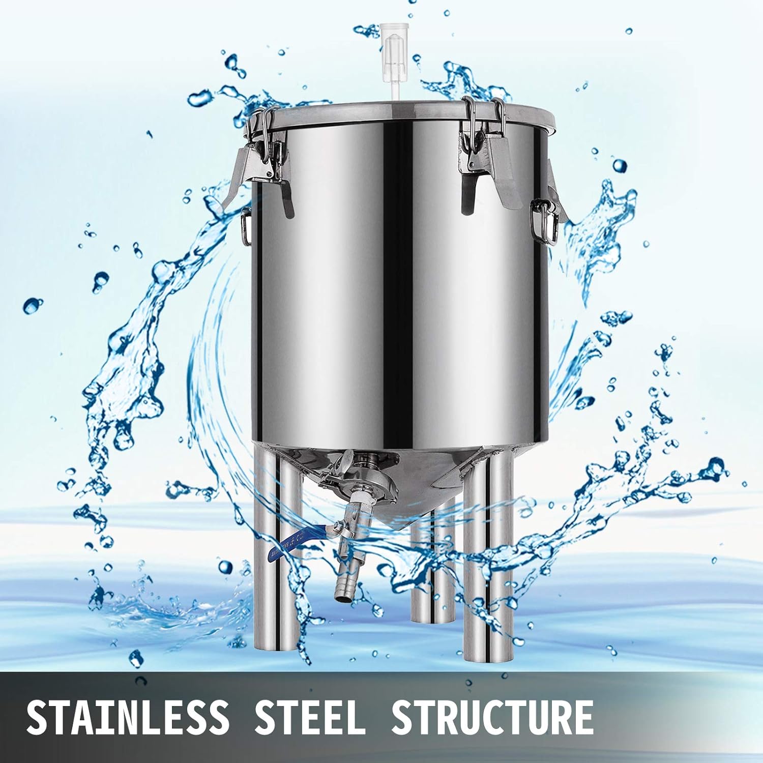 VBENLEM 7 Gallon Home Brewing Chronical Fermenter Stainless Steel Brew Bucket Fermenter with Conical Base