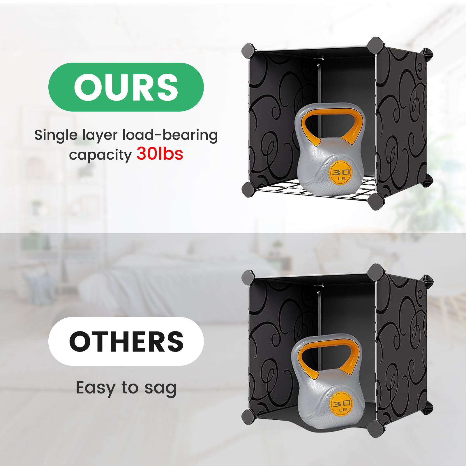 12-Cube DIY Portable Closet Cube Organizers, Plastic Bookshlef Wardrobe Cabinet Storage Organizer W/Doors, Display Storage System DIY Bookshelf Organizer Shelves Plastic Storage Cube