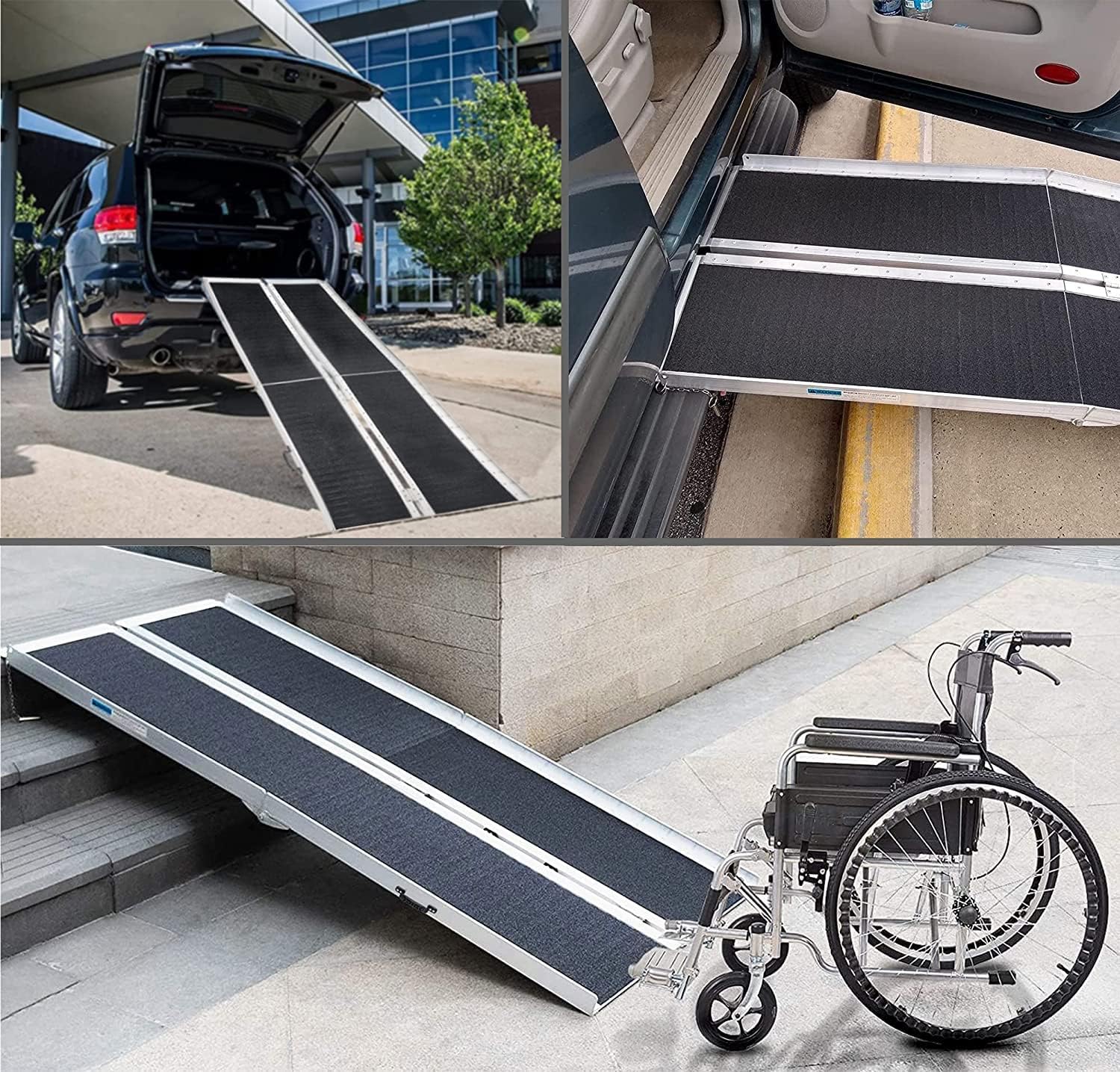 LEMNISCATE Wheelchair Ramp 6FT, Portable Wheelchair Ramp for Home, Lightweight Aluminum Ramp for Steps, Non-Skid Threshold Ramp for Doorways, Curbs, Foldable Mobility Scooter Ramp
