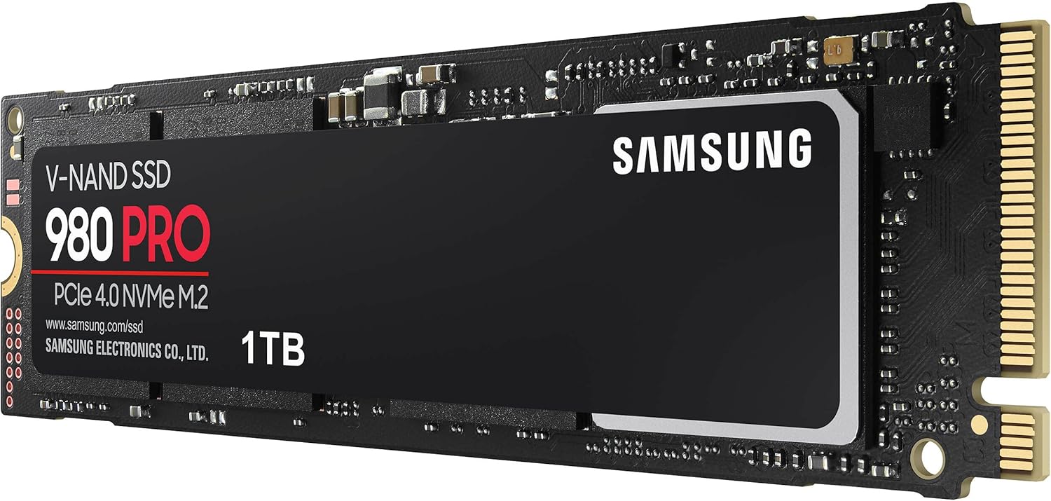 Samsung 980 PRO 1TB PCIe SSD - 7,000 MB/s 4.0 x 4 M.2 NVMe Gen4 Internal Gaming Solid State Drive with V-NAND Technology for Laptops Desktops and Crypto Chia Mining