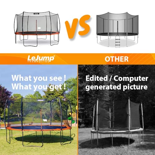 LeJump Outdoor Springless Trampolines 14FT 12FT 10FT Non-Spring ASTM Approved Recreational Big Trampoline with Enclosure Net Best Choice Outdoor Trampoline for Adults and Kids