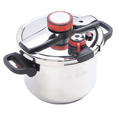 Stainless Steel Pressure Cooker, 2 Gear Pressure Cooking Pot Stainless Steel Pressure Canner with Foldable Handle Universal Pressure Cooking Pot for Induction Gas Stove Open Flame