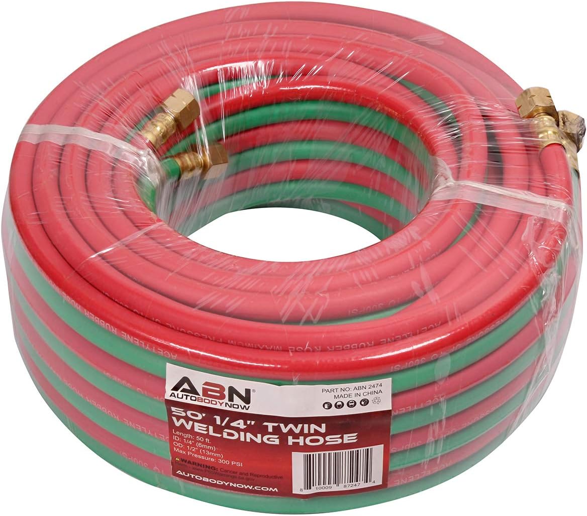 ABN Oxygen Acetylene Hose 1/4 Inch B Fittings Twin Welding Hose Oxy Acetylene Torch Hose Cutting Torch Hoses, 25 Foot