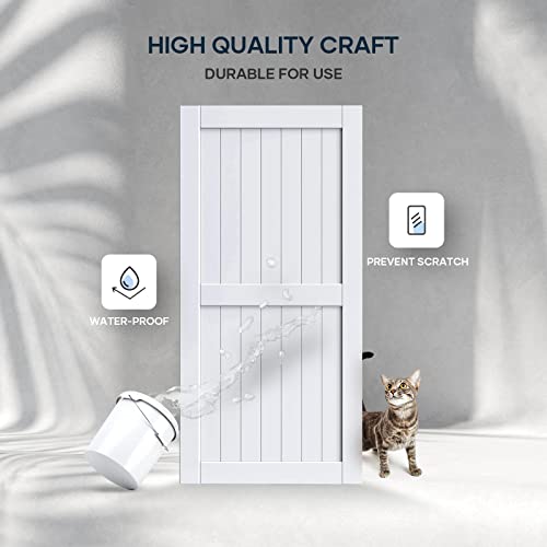 EaseLife 54 x 84 inch White Barn Door with 9FT Sliding Door Hardware Kit Included & Handle,Solid Wood Covered with Waterproof PVC Surface,DIY Assemblely,Easy Install,H-Frame,Fit 50-52in Wide Opening