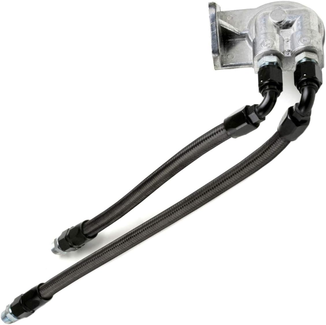 Full Flow Oil Filter Kit With All Black AN Fittings And Black Stainless Steel Hose. Compatible With Vw Bug All Years