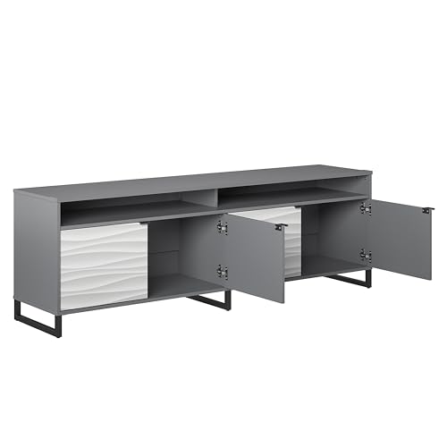 Ameriwood Home Monterey 1 Door / 3 Drawer Accent Cabinet, Faux Wave/Graphite