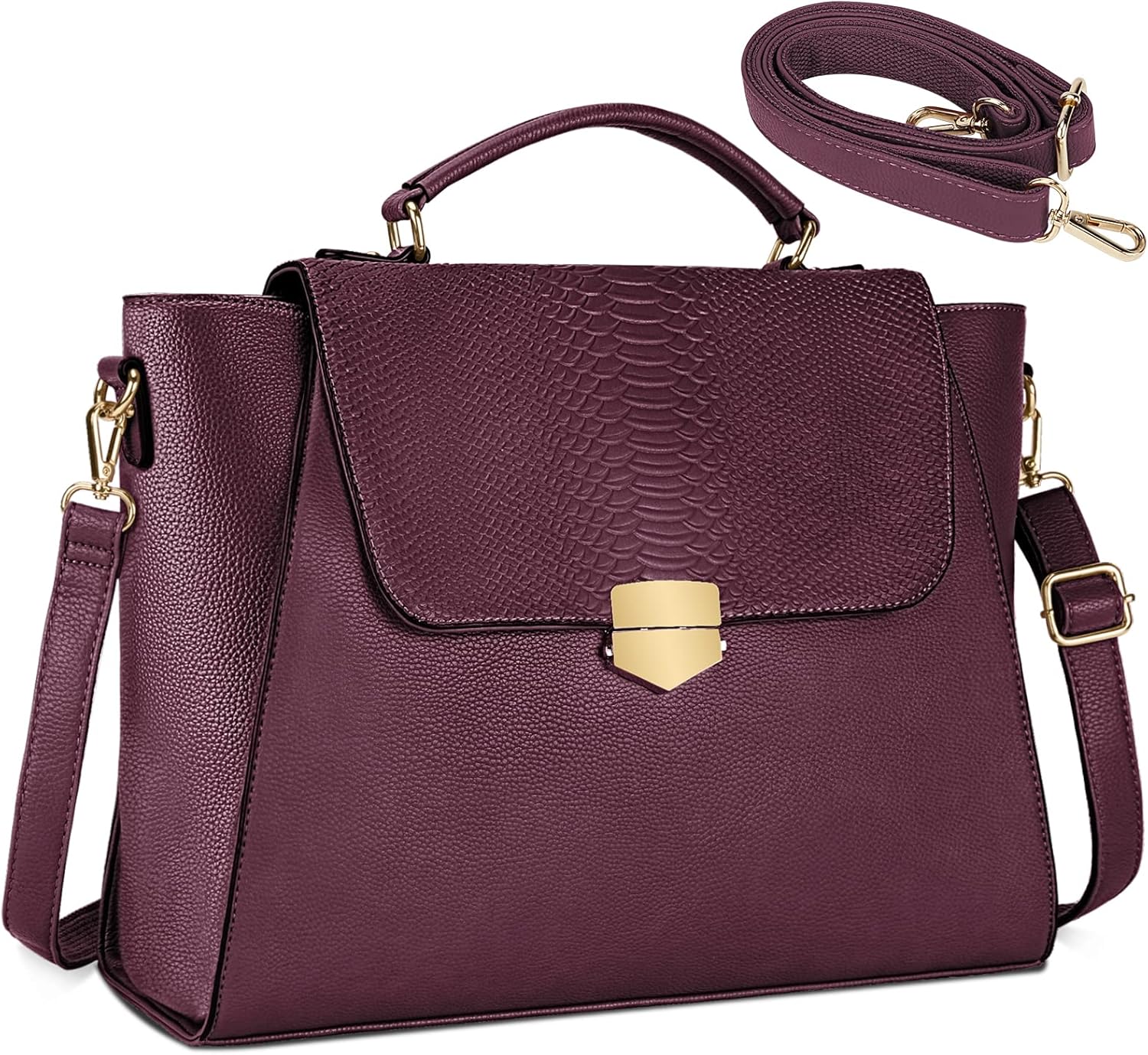 Laptop Bag for Women 15.6 Inch Laptop Tote Bag Waterproof Professional Briefcase Messenger Bag Leather Computer Tote Bag Lightweight Large Capacity Crossboby Shoulder Bag Black