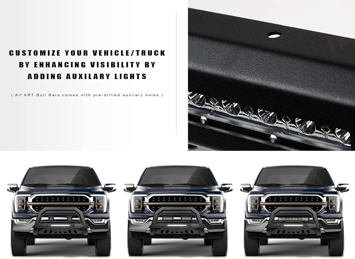 Armordillo USA 8705490 Art Series LED Bull Bar Compatible with Parking Sensor - Matte Black Fits 2019-2021 Ford Ranger