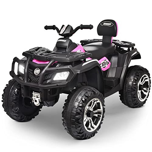 Joywhale 24V 2 Seater Kids Ride on ATV Car 4WD Quad Electric Vehicle Easy-Drag 4-Wheeler, with 4x75W Powerful Engine, Big Battery, Metal Suspension, Soft Braking, Music & Bright Headlights, BW-A20s