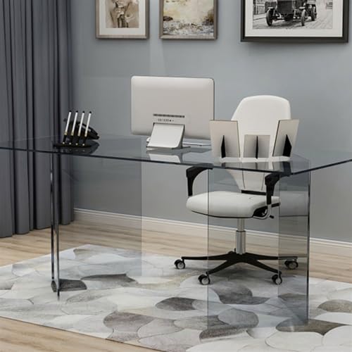 Minimalist Boss Desk Office Desk Light Luxury Tempered Glass Computer Home Desk Acrylic Modern Table Writing Desk(220 * 80 * 75cm) (One Color 220 * 80 * 75cm)