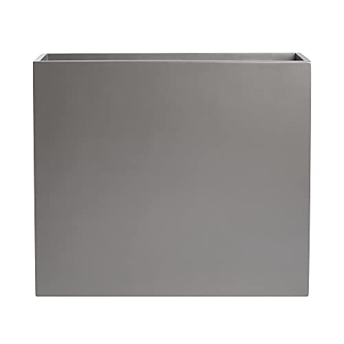 Calistoga Tall Rectangle Fiberglass Planter, Grey, 36 Inch