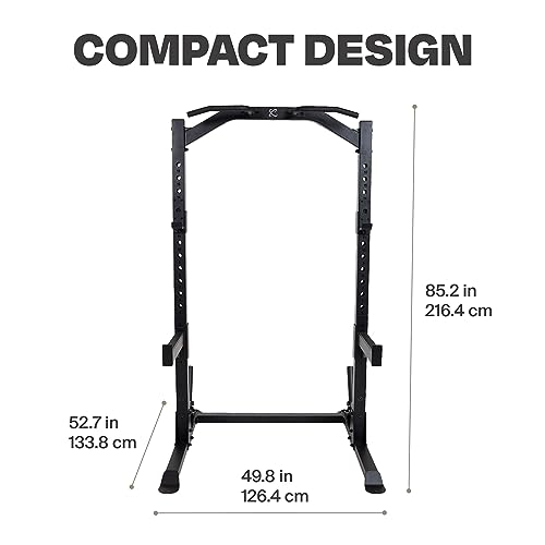 Centr Squat Rack for Home Gym - Half Rack with J-Hooks, Pull Up Bar & Weight Storage - Barbell & Bench Press Weightlifting Gym Equipment for Home & Commercial Use - Industrial-Grade Steel Frame