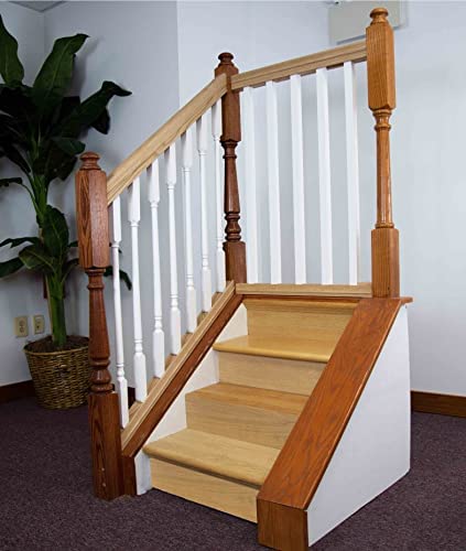 DIY Indoor Stair Rail Section Kit with Primed White Wood Colonial Balusters (5141 Style, 1 1/4" thick) (7 foot 6 inches, Rake)