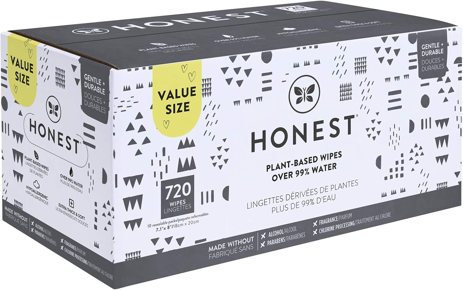The Honest Company Wipes, Pattern Play, 720 Count Pack of 2