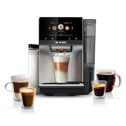 Bosch 800 Series Fully Automatic Espresso Machine – 36 Drinks with Coffee World, Cold Brew, Double Cup, Integrated Milk Container, Smart Features, in Silver TQU60307