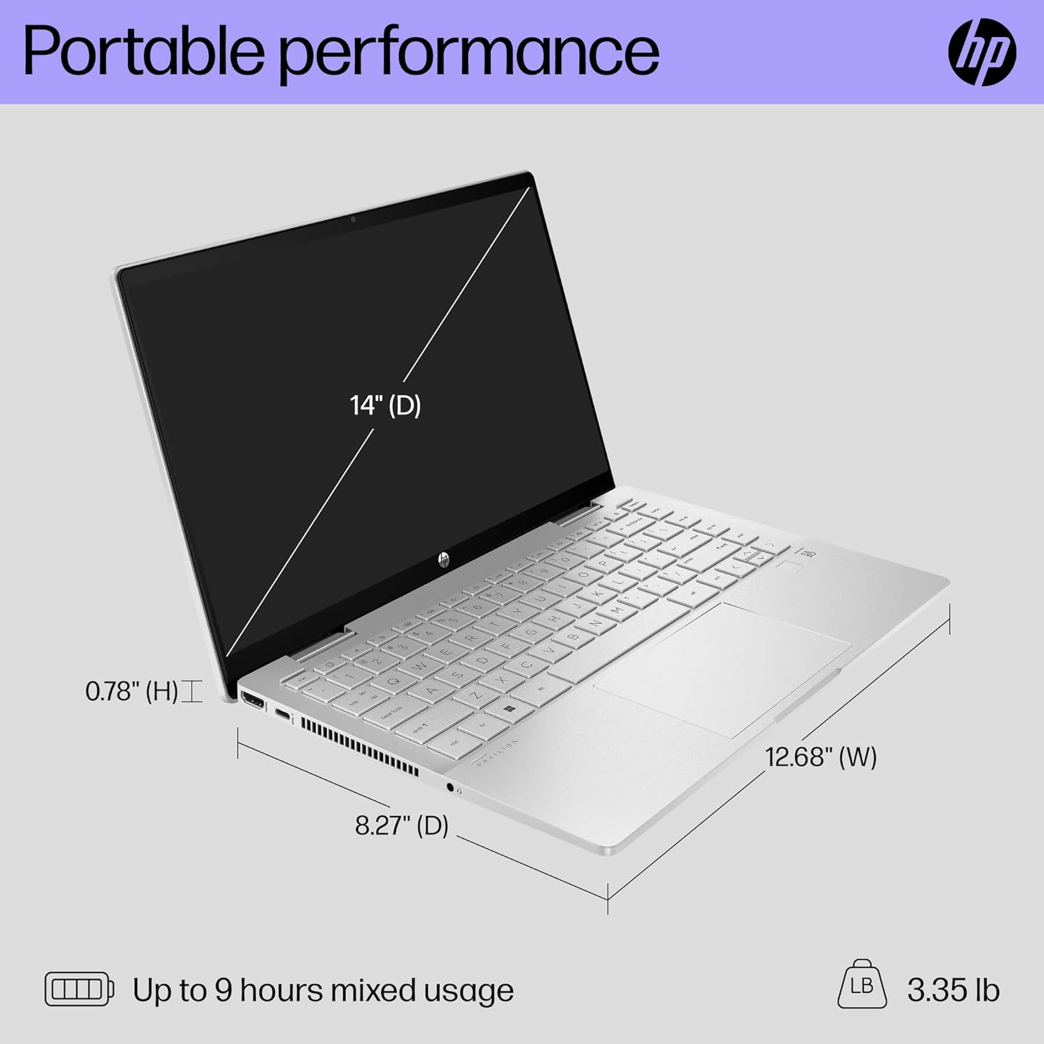 HP Pavilion x360 14 inch Laptop, FHD Touchscreen, 13th Generation Intel Core i3-1315U, 8 GB RAM, 256 GB SSD, Intel UHD Graphics, Windows 11 Home, 14-ek1099nr (2024)