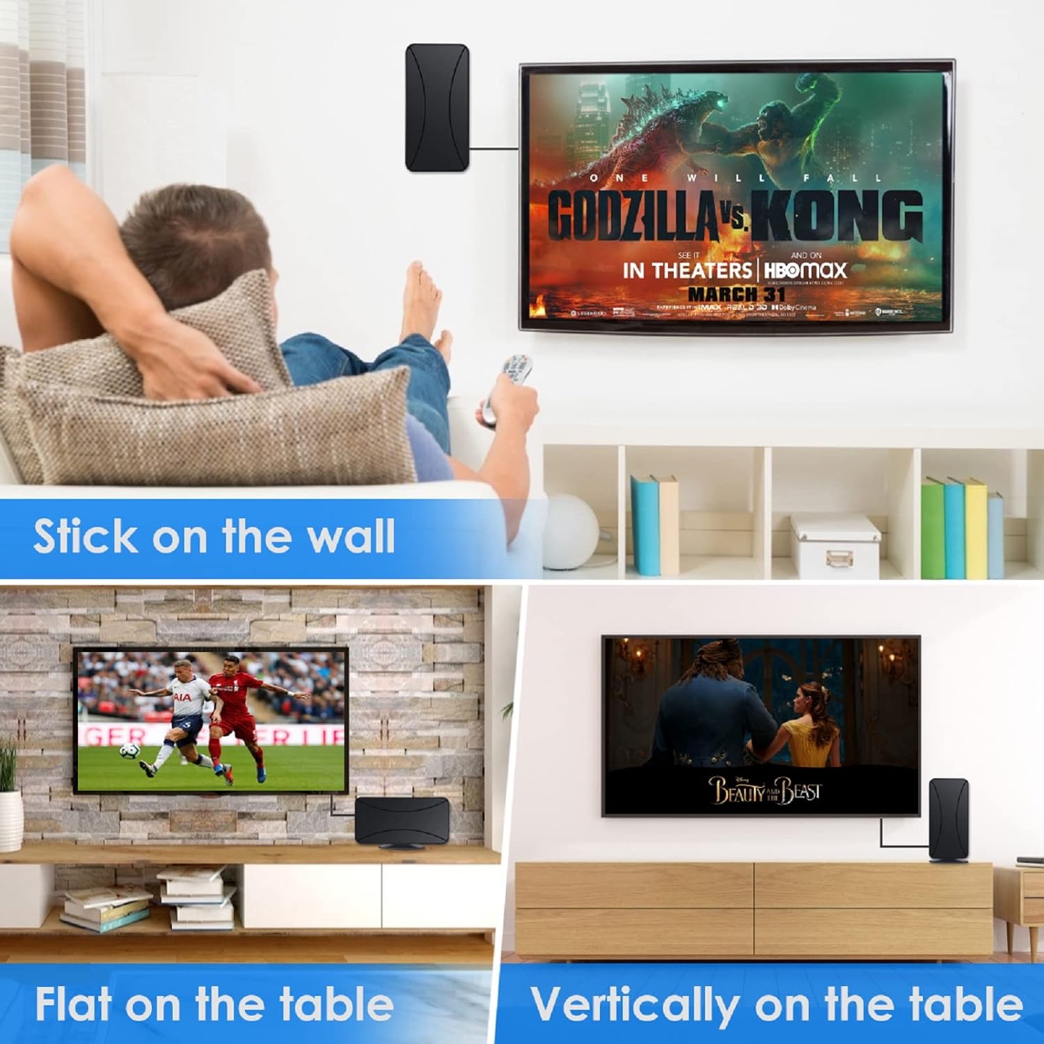TV Antenna, HDTV Antenna UP 350Miles Range-Indoor/Outdoor Antenna Support 4K 8K 1080P All TV's Global Reception, Digital Antenna with Hi-Power Amplifier Signal Booster -17ft Coax HDTV Cable/AC Adapter